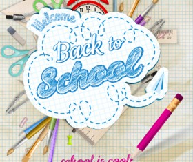 Vector background school elements illustration 02