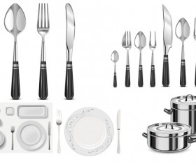 Vector exquisite tableware and kitchenware