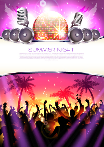 Vector flyer summer night party design material 14