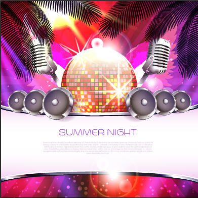 Vector flyer summer night party design material 15