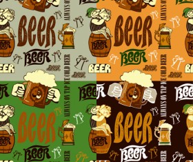 Vintage beer seamless pattern vector 01