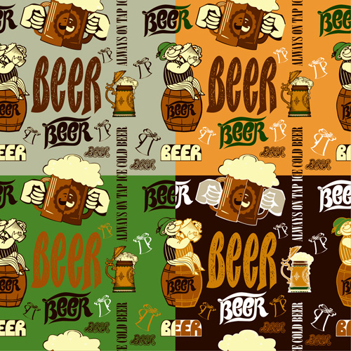 Vintage beer seamless pattern vector 01