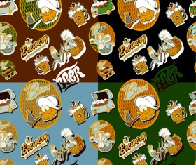 Vintage beer seamless pattern vector 02
