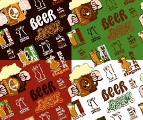 Vintage beer seamless pattern vector 03