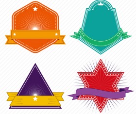 Vintage colored labels with ribbon vectors 01