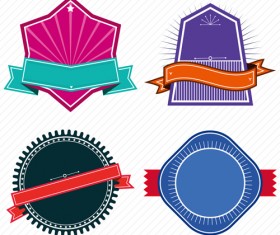 Vintage colored labels with ribbon vectors 02
