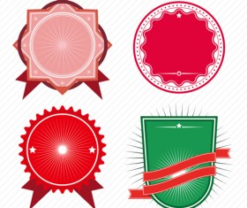 Vintage colored labels with ribbon vectors 03