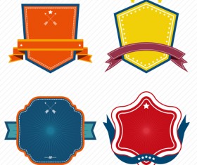 Vintage colored labels with ribbon vectors 04