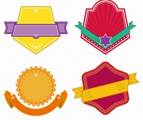 Vintage colored labels with ribbon vectors 05