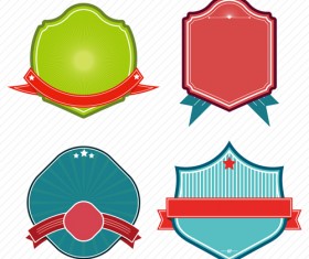 Vintage colored labels with ribbon vectors 06