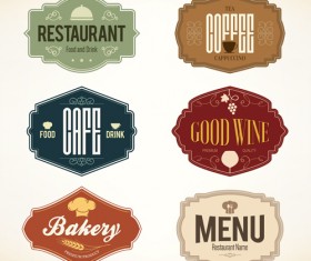 Vintage colored menu labels vector