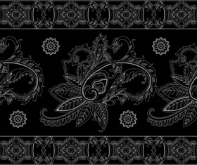 Vintage floral ornate with black background vector 01