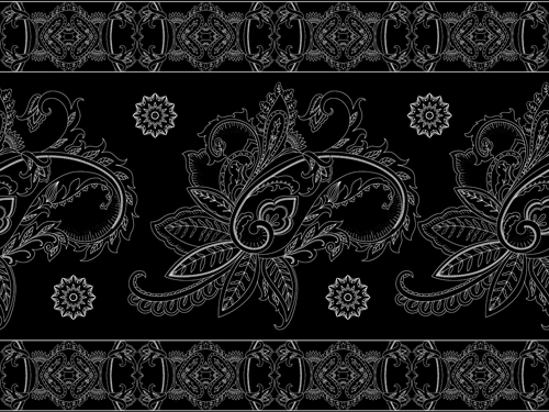 Vintage floral ornate with black background vector 01