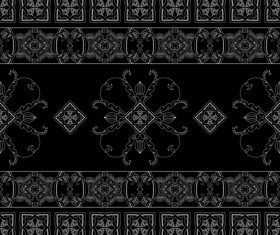 Vintage floral ornate with black background vector 03