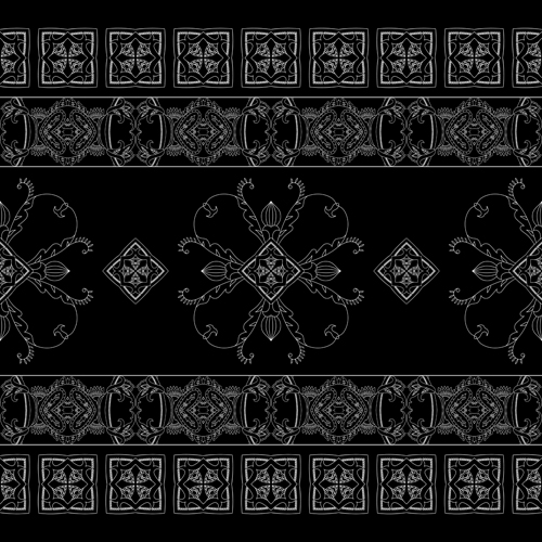 Vintage floral ornate with black background vector 03