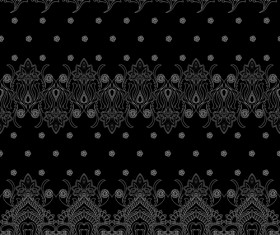 Vintage floral ornate with black background vector 04