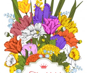 Vintage labels with flowers background art vector 02
