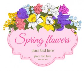 Vintage labels with flowers background art vector 04