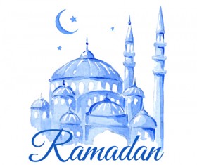 Watercolor drawing ramadan Kareem vector background 01