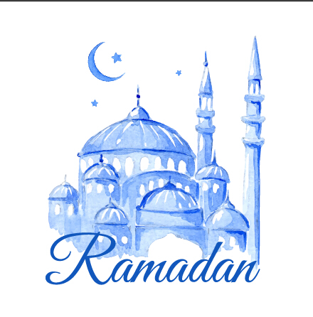 Watercolor drawing ramadan Kareem vector background 01