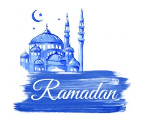 Watercolor drawing ramadan Kareem vector background 07