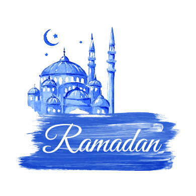 Watercolor drawing ramadan Kareem vector background 07