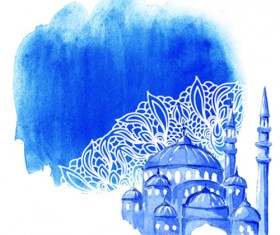 Watercolor drawing ramadan Kareem vector background 13