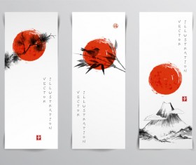 Watercolor drawn with banners vector set 04