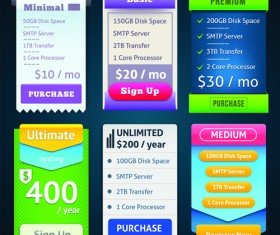 Website pricing plans banners vector material 02