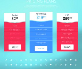 Website pricing plans banners vector material 03