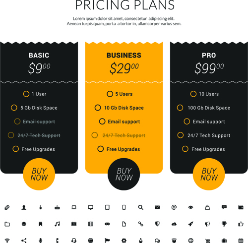 Website pricing plans banners vector material 06
