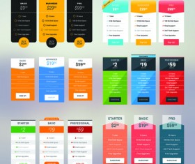 Website pricing plans banners vector material 09