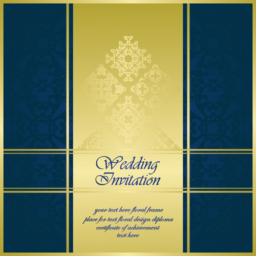 Wedding Invitation Card vintage styles vector 01