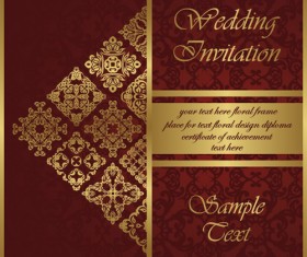 Wedding Invitation Card vintage styles vector 02