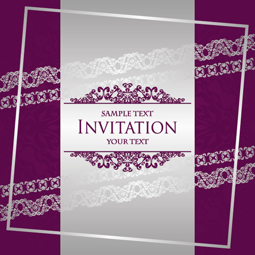 Wedding Invitation Card vintage styles vector 03