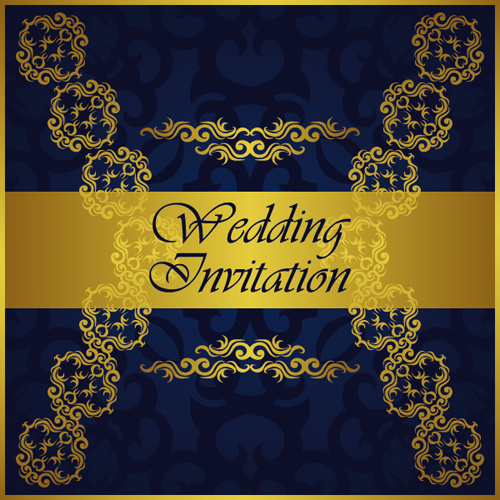 Wedding Invitation Card vintage styles vector 04