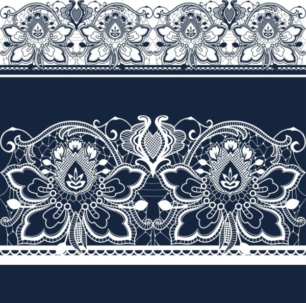 White lace with blue background vector