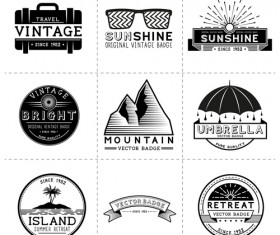 White with black travel vintage labels vector