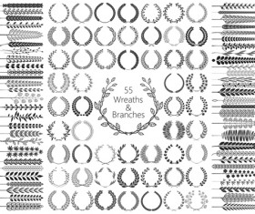 Wreaths and branches design vector material 01