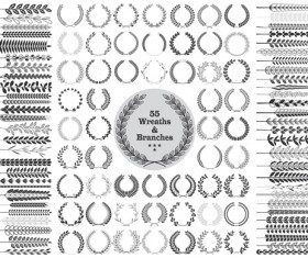 Wreaths and branches design vector material 02