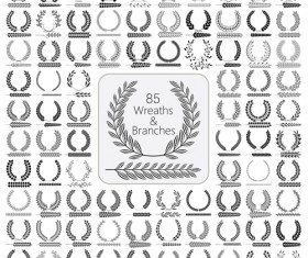 Wreaths and branches design vector material 03