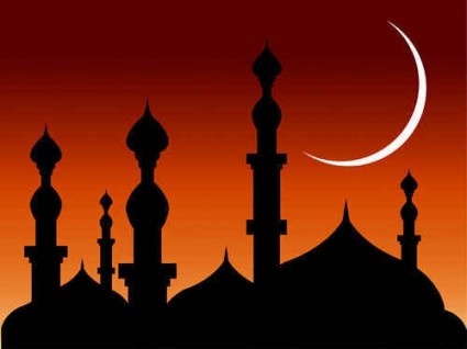 Abstract mosque night background vector