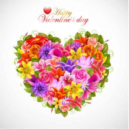 Beautiful roses with heart vector material