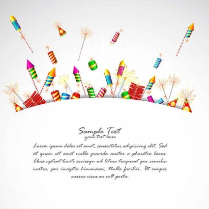 Holiday colorful fireworks vector material