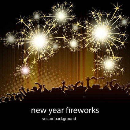Shining fireworks with party background vector material