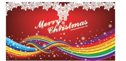 Snow with colored christmas background vector material