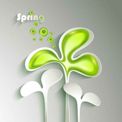 Spring paper green design vector 01