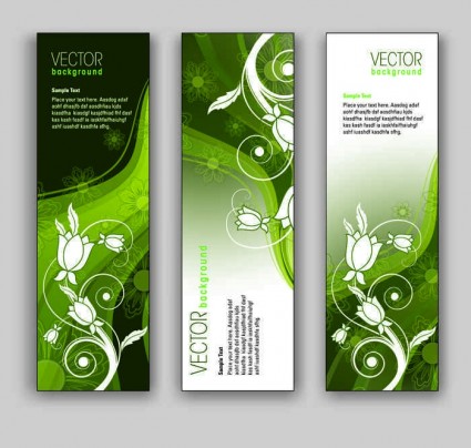 Green plant floral banners vector