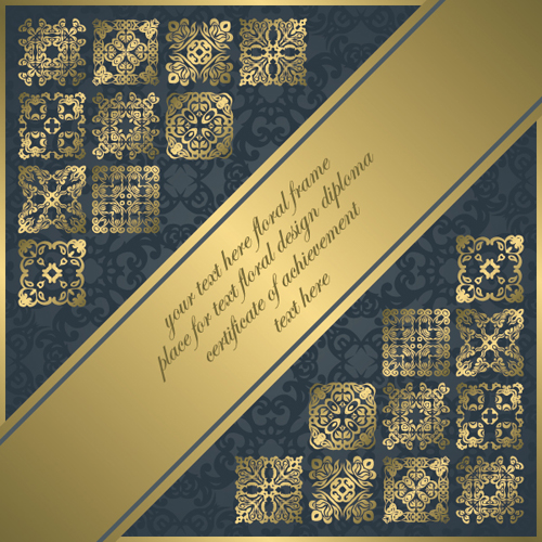 luxurious vintage backgrounds gold vector 04