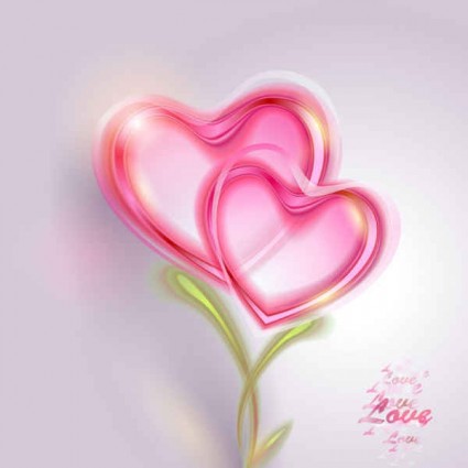 Pink heart valentine card shiny vectors